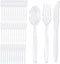 360 Count Extra Heavy Duty Clear Plastic Silverware,120 Forks,120 Spoons,120 Knives,BPA-Free,Heat Resistant,Disposable Plastic Utensils Set for Ho...