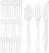 360 Count Extra Heavy Duty Clear Plastic Silverware,120 Forks,120 Spoons,120 Knives,BPA-Free,Heat Resistant,Disposable Plastic Utensils Set for Ho...
