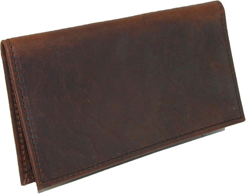 Boston Leather Unisex Textured Bison Leather Checkbook Cover, Check Book Protection Dark Pecan...