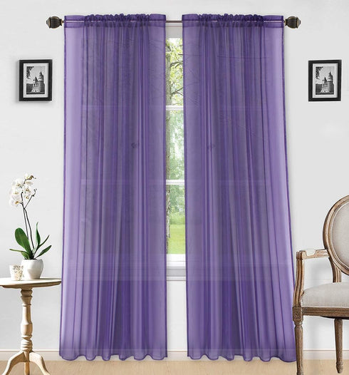 LinenTopia Window Sheer Curtains - 2 Panels See Through Curtains, 54" x 84", Elegant Light Filtering Sheer Drapes, Privacy Voile Window Sheers for...