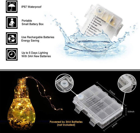 2 Pack 20ft 60 Led Fairy Lights with Remote Timer Waterproof Christmas Decor Battery Operated Twinkle Firefly Lights for Bedroom, Garden, Easter, ...