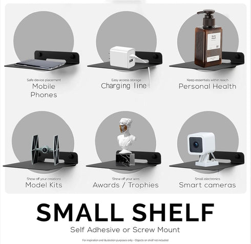WISDING Small Floating Shelves, 6'' Wall Metal Speaker Mount Shelves for Bluetooth Speaker, Webcam, Cell Phones, Mesh Router, Toy Display Shelf Sp...