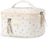Quilted Makeup Bag, Cotton Cosmetic Bag with Handle Double Layer Travel Toiletry Bag for Women Cute Aesthetic Floral Makeup Bag (Double Cherry)...