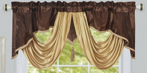 GOHD Golden Ocean Home Decor Valarie Fancy Window Valance. 54 x 18 inches. Taffeta Fabric with Soft Satin Swag. Add Some Royal luxruy Accent to Yo...