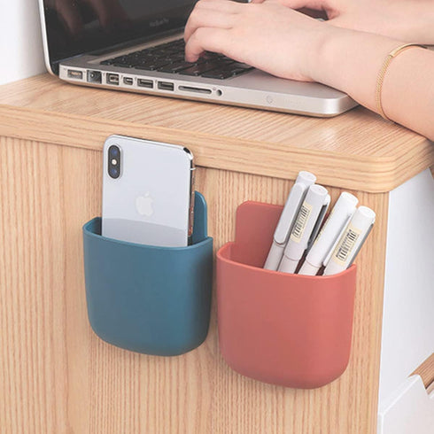 Remote Control Holder Wall Mount Remote Organizer Wall Mount Wall Phone Holder Pen Holder for Wall, Adhesive Organizer Media Storage Box, 4 Pieces...