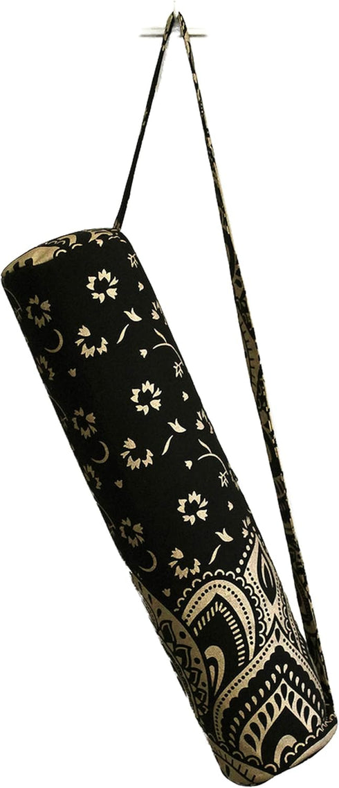 ICC Black Gold Mandala Full-Zip Exercise Yoga Mat Carry Bag Gym Beach Pilates Carrier Bags Hippie Mandala Indian Cotton Bag...