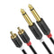 J&D Dual 1/4 inch TS to Dual RCA Stereo Audio Interconnect Cable, Gold Plated Audiowave Series 2 x 6.35 mm Male TS to 2 RCA Male PVC Shelled Adapt...