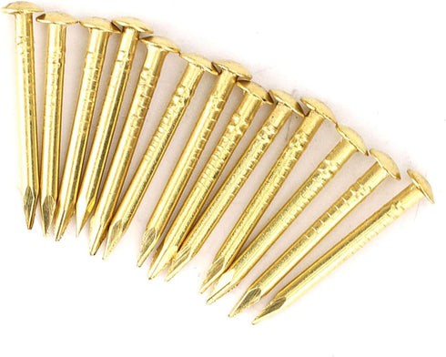 100Pcs Brass Escutcheon Tacks, Round Head Brass Brad Nail Hardware Nail Assortment Kit Furniture Hinge Hardware Accessories 10mm/15mm/18mm/22mm(18...