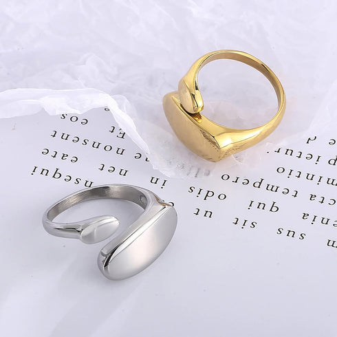 Chunky Dome Ring Stainless Steel Statement Rings for Women Teen Girls Irregular Geometric Rings Titanium Stackable Rings Adjustable Knuckle Midi R...
