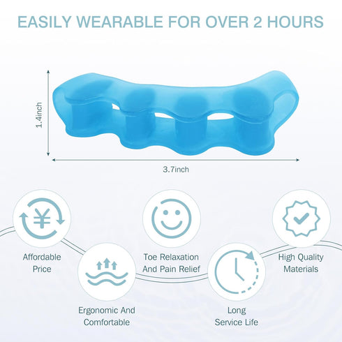2 Pcs Toe Spacers for Women and Men - Metatarsal Yoga Cushion - Therapeutic Stretchers for Plantar Fasciitis, Bunions, Silicone Toe Separators (Bl...