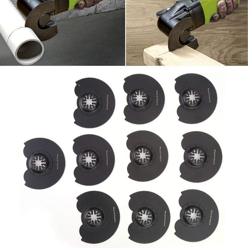 ViaGasaFamido 10Pcs Oscillating Saw Blades Semicircle High Carbon Steel High Hardness Oscillating Multi Wood Grinding Tool Hole Opening 91mm for W...