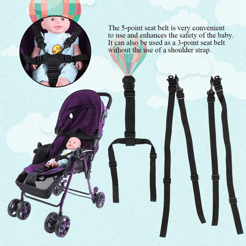5 Point Child Seat Belt Harness Universal Adjustable Strap Baby Stroller Pushchair Rotating Protection...