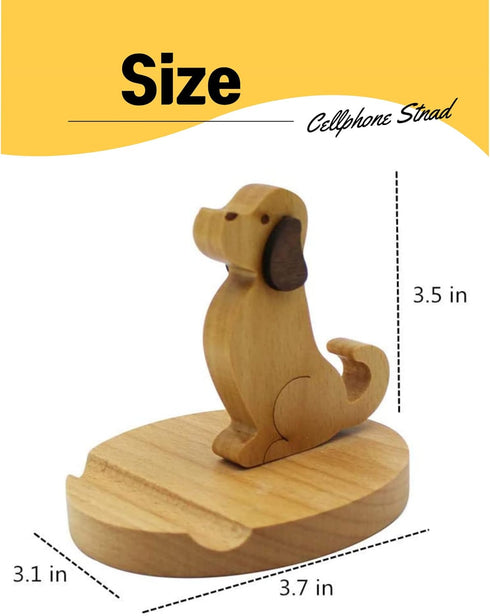 Cell Phone Tablet Wooden Stand Dock Holder Cradle Mount Organizer Charger Station Table Desk Room Office School Kitchen Non-Slip Wood (Dog)......
