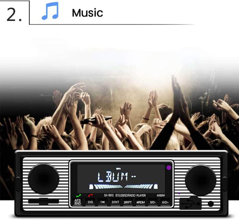 Car Stereo for Bluetooth, Retro Car FM Radio Smart Player, Electronic Auto FM Radio Receiver, Hands-Free Calling, Support MP3/WMA/WAV/AUX...