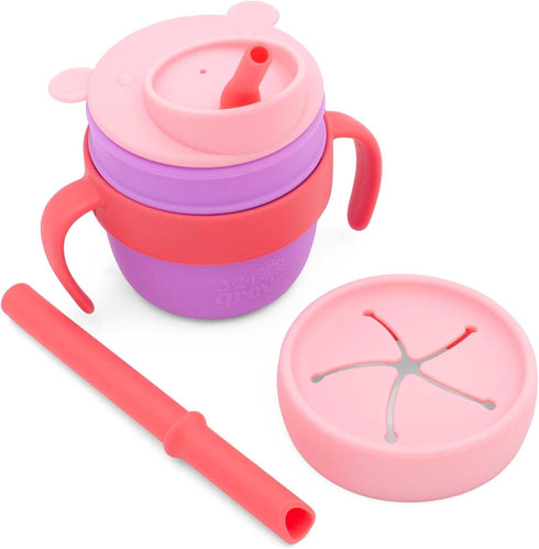 Easy Learn Drink and Snack Set – Toddler Straw Learning Cup, Silicone Baby Cup, Silicone Straw Training Cup for Baby + Toddler, Toddler Training S...