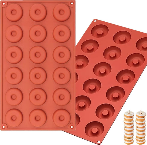 2pcs Silicone Mold for Mini Donut, 18 Cavities Donut Molds Home Reusable Donut Baking Pan Tray...