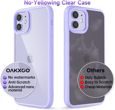 oakxco Thin Slim Clear case for iPhone 11, Transparent Hybrid Hard Shell Plastic & Soft Silicone Rubber Bumper, Non-Yellow Acrylic Protective Ligh...