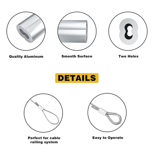 Sanuke 200PCS 3/64" Aluminum Crimping Loop Sleeve for 3/64" Diameter Wire Rope and Cable…...