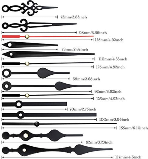 5 Pcs Wall Clock Movement Mechanism Clock Hands Quartz High Torque Long Shaft Clock Movement Replacement with 5 Pairs of Hands Clock DIY Repair Pa...