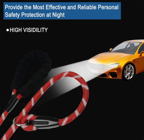 Slip Lead Dog Leash, Strong Dog Leash, 6 FT Heavy Duty Dog Leash, Durable Training Rope Slip Leash with Comfortable Padded Handle and Highly Refle...