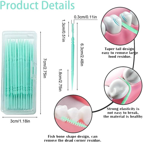 Toothpicks,Tooth Picks Flossers with Bristles,Double-Side Dental Picks,Plastic Toothpicks Disposable,Portable Package(40 Count×2Pack)...