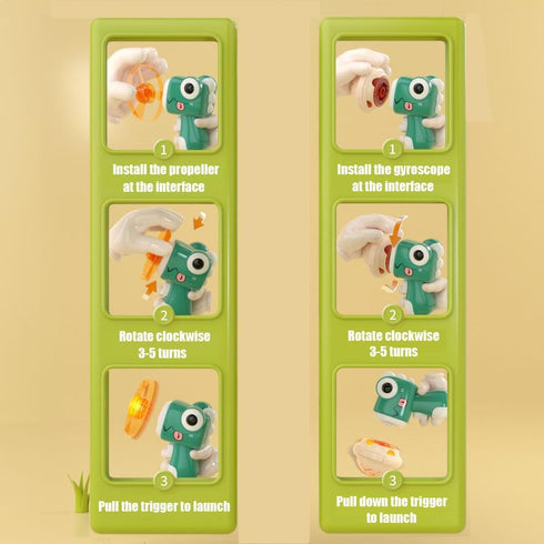 Outdoor Flying Toys Fruit Dinosaur Theme 3IN1Flying Disc Launcher Kids Toy Launcher with Outdoor Indoor Games Activities (Green)...