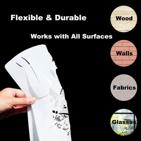 18 Pieces Women Theme Lady Stencils Floral Female Face and Inspirational Quote Girl Stencil for Home Wall Art Decor Painting on Wood Canvas Paper ...