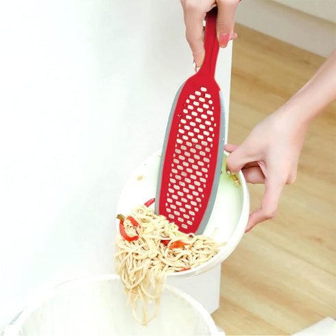 EZ Kitchen Dish Squeegee Kitchen with Silicone Food Strainer Long Grips Non-Slip Scrapers for Pots, Pans, Bowls, and Countertops, 2-Pack, Red...