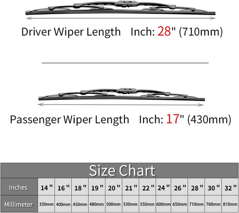 Replacement for Nissan Altima Windshield Wiper Blades - 28"+17" Front Window Wiper - fit 2007-2013 Vehicles - OTUAYAUTO Factory Aftermarket...
