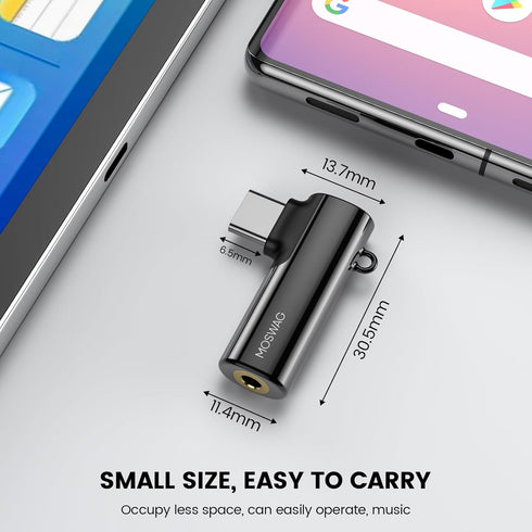 MOSWAG USB C to 3.5mm Jack USB C Headphones Adapter Right Angle Type USB C to AUX Jack Adapter Audio Dongle Zinc Alloy Headphone Adapter Compatibl...