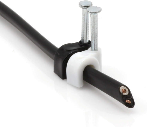 THE CIMPLE CO - Single Coaxial Cable Clips, Cat6, Electrical Wire Cable Clip, 1/4 in (6 mm) Nail Clip and Fastener, White (100 Pieces per Bag)...