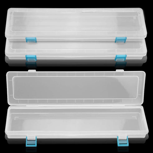 3 Pack Translucent Plastic Paint Brush Holder, Long Paint Brushes Watercolor Pens Pencils Drawing Tools Storage Box Container Case(13" x 2.8" x 1....