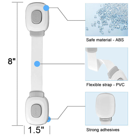 Fursafe&Q Baby Cabinet Locks, Child Safety Cabinet Proofing -Child Safety Strap Locks Adhesive Drawer Fridge Ovens Door Toilet Latches No Drill Mu...