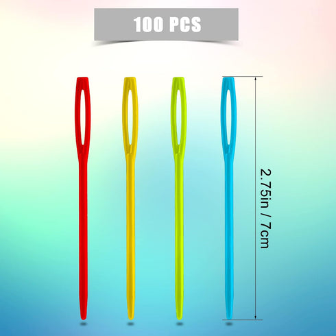 SAVITA 100pcs Plastic Sewing Needles, Large-eye Knitting Needles Colorful Plastic Yarn Lacing Weaving Needle Learning Needles for Kids DIY Sewing ...