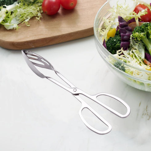 2-PACK Serving Tongs for Buffet Party Catering,Stainless Steel Thickening Food Tongs Salad/Cake/Bread Tongs Kitchen Salad Scissors (Silver)...