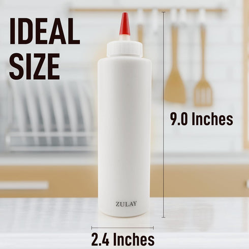 Zulay 2-Pack Squeeze Bottles for Sauces & Condiments - 17oz Squirt Bottles with Small Pointed Nozzle and Cap - BPA-Free, Leak-Proof, Reusable Plas...