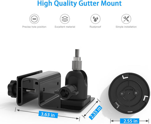 Outdoor Gutter Bracket Compatible with Pan Tilt Camera - Mount Bracket for Pan Tilt Camera Stable and Easy Mounting Optimal Angle (1-Pack,Black)...