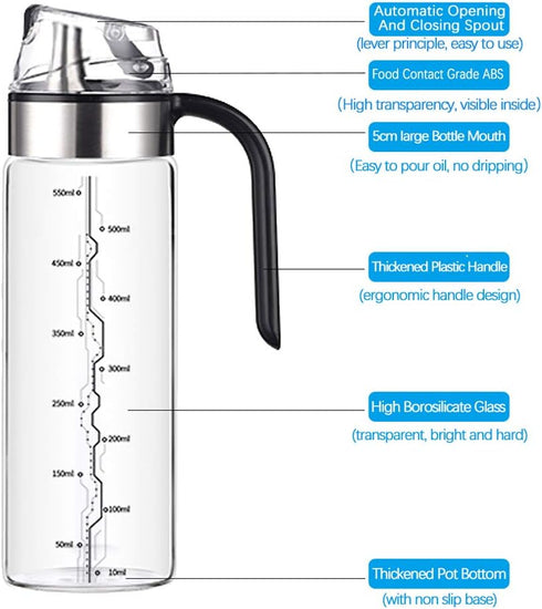 olive oil and vinegar bottle glass disp,Wide Opening for Easy Refill and Cleaning, Liquid spice dispenser, BPA Free Pouring Spouts, 18 Oz...