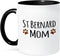 3dRose (mug_154185_4) St Bernard Dog Mom - Saint Doggie by breed - brown muddy paw prints - doggy lover - pet owner love - Two Tone Black Mug, 11o...