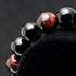 Men's 12mm Tiger Eye Agate Bead Bracelet (Golden Color) Dragon King Pattern Stretch Bracelet Length: 7.6"...