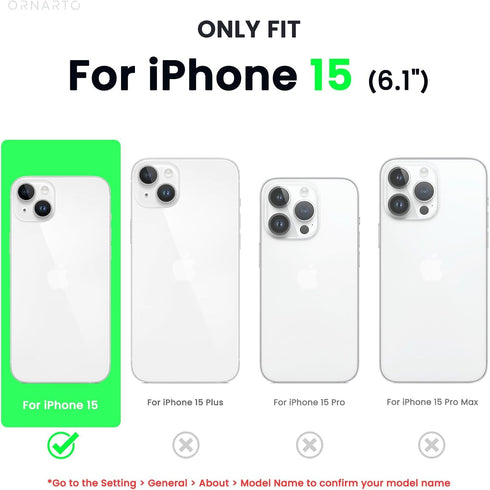 ORNARTO Compatible with iPhone 15 Case Shockproof with Screen Protectors, Waterproof Liquid Silicone Rubber Full Cover Protective Case for iPhone ...