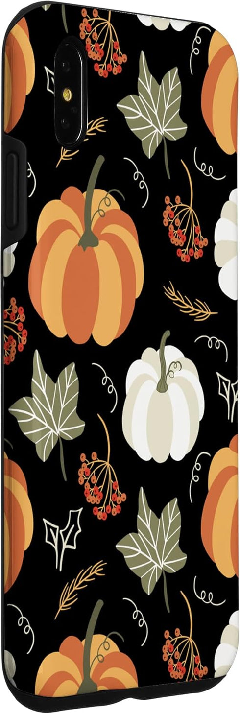 iPhone XS Max Autumn falling leaves and pumpkin spice harvest happy fall Case...