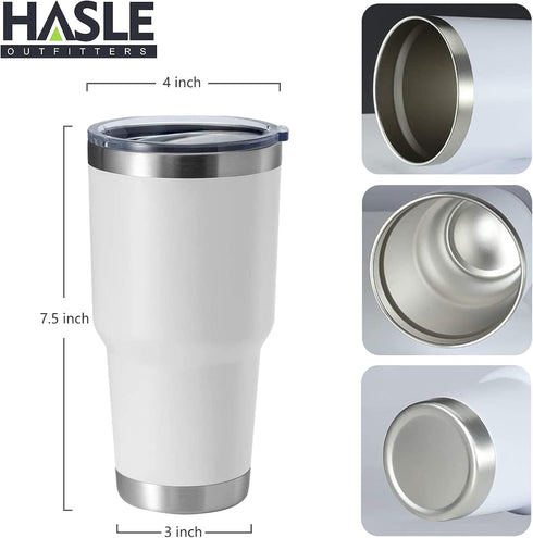 HASLE OUTFITTERS 30oz Stainless Steel Tumbler, Double Wall Vacuum Insulated Travel Mug Tumbler, Durable Insulated Coffee Mug, Gift Box Set (White,...