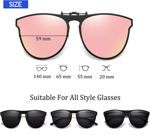 Polarized Clip-on Sunglasses TR90 Frame Flip Up Driving Glasses For Prescription Glasses...