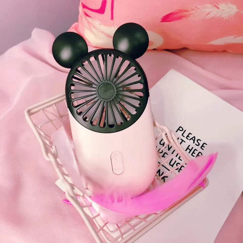 Cute Personal Mini Fan, Handheld & Portable USB Rechargeable Fan with Beautiful LED Light, 3 Adjustable Speeds, Portable Holder, for Indoor Or Out...