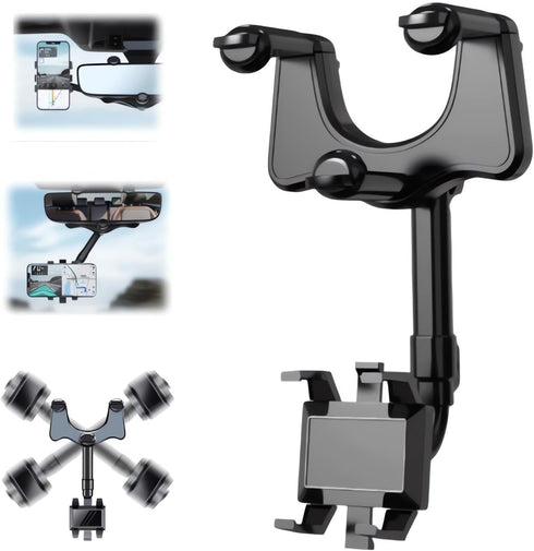 Lifesuny Phone Holder - Satismoon Rearview Mirror Phone Holder for Car, Satismoon Car Phone Holder, 360°Car Rearview Mirror Phone Holder, Soporte ...