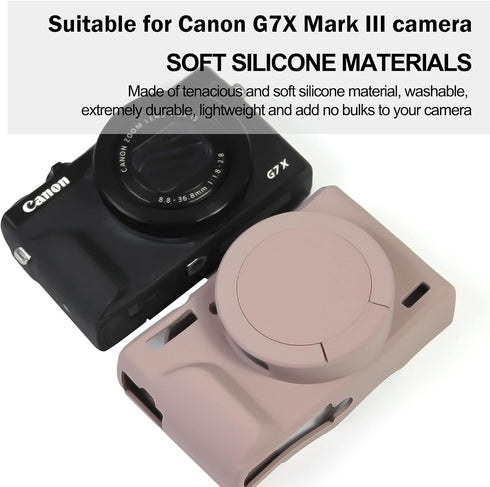Case for Canon Powershot G7 X Mark III Digital Camera, Soft Silicone Protective Cover with Removable Lens Cover for Canon Powershot G7X Mark III D...