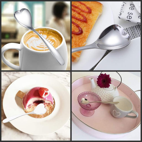 Cute Spoon, Heart Shape Spoon, Stainless Steel Coffee Spoon, Dessert Tea Appetizer Bistro Cake Ice Cream Sugar Spoons...