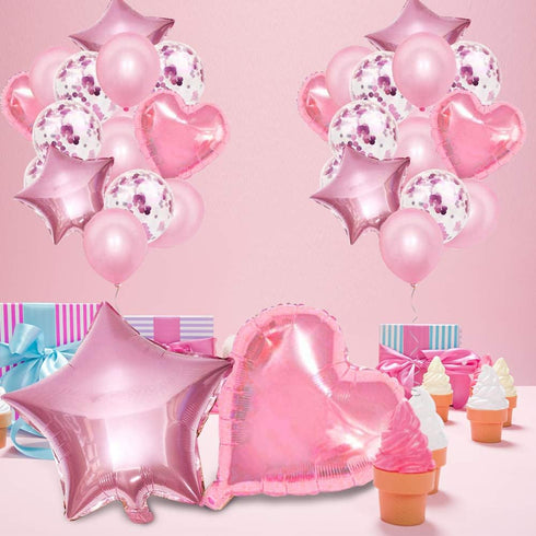 28Pcs Balloon Happy Birthday Party Decorations For Women Confetti Balloons 18" Star Heart Foil Balloons Wedding Decorations Helium Ballons Girl Bo...