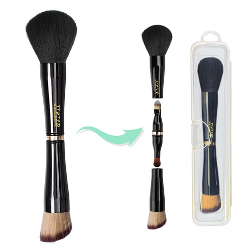 Travel Makeup Brushes with Case, 4 in 1 Makeup Brush Set, Powder Brush, Foundation/Blush Brush, Eyeshadow Brush, Concealer Brush, Double Ended Mak...